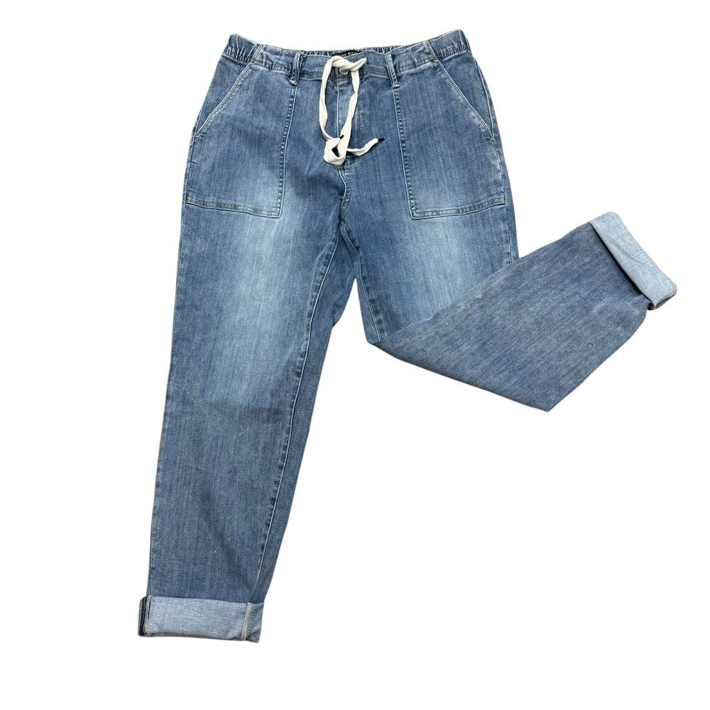 Judy Blue High Waisted Elastic Waist Straight Leg Drawstring Jeans JB88496 15/32